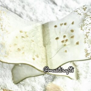 Elegant Quran Rehal Set Opal White with baby breath flowers