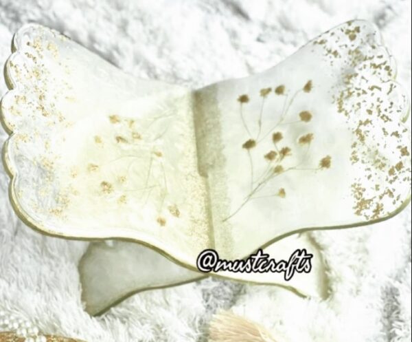 Elegant Quran Rehal Set Opal White with baby breath flowers