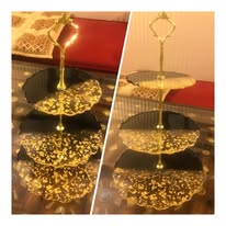 3 Tier Black and Gold Platter