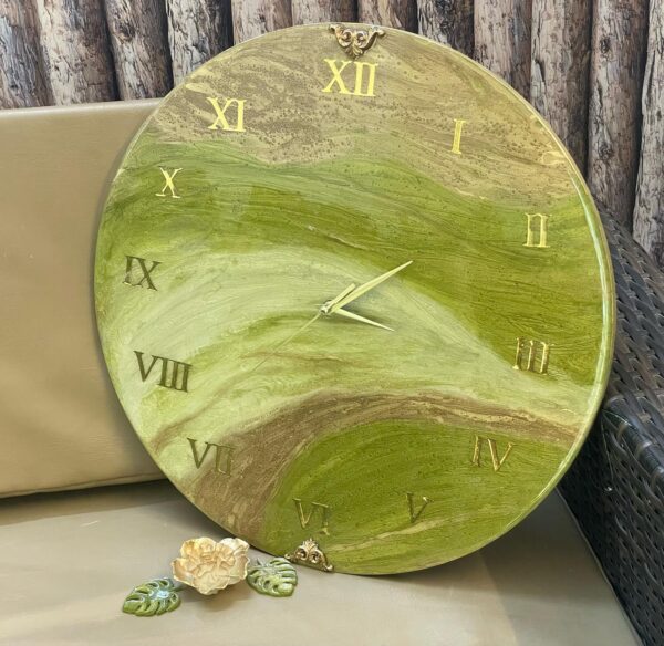 Olive Green Resin Clock