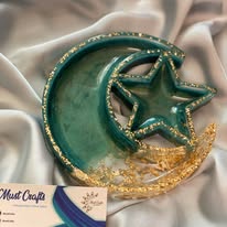 Emerald Green and Gold Moon Star Platter