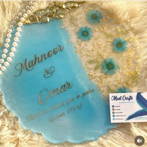 Floral Ocean Blue Nikkah Tray