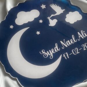 Baby birth announcement memorial tray